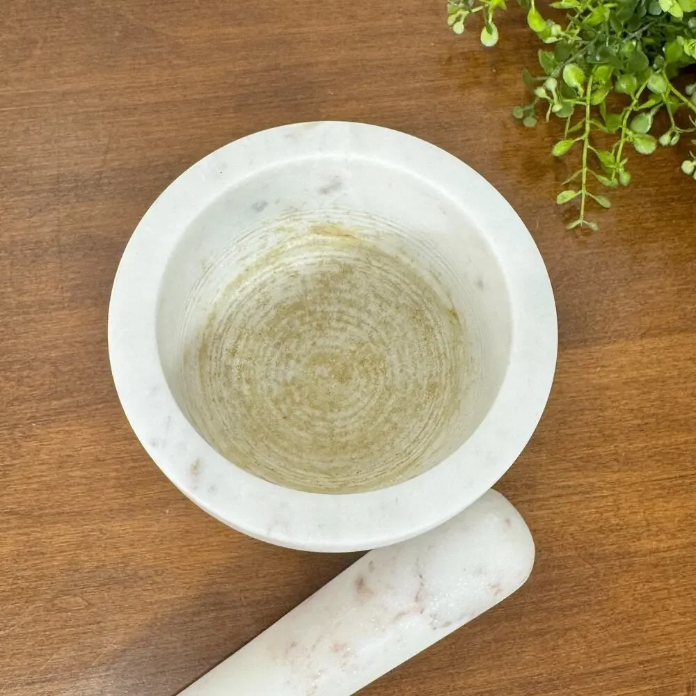 White Marble Mortar and Pestle 4.25